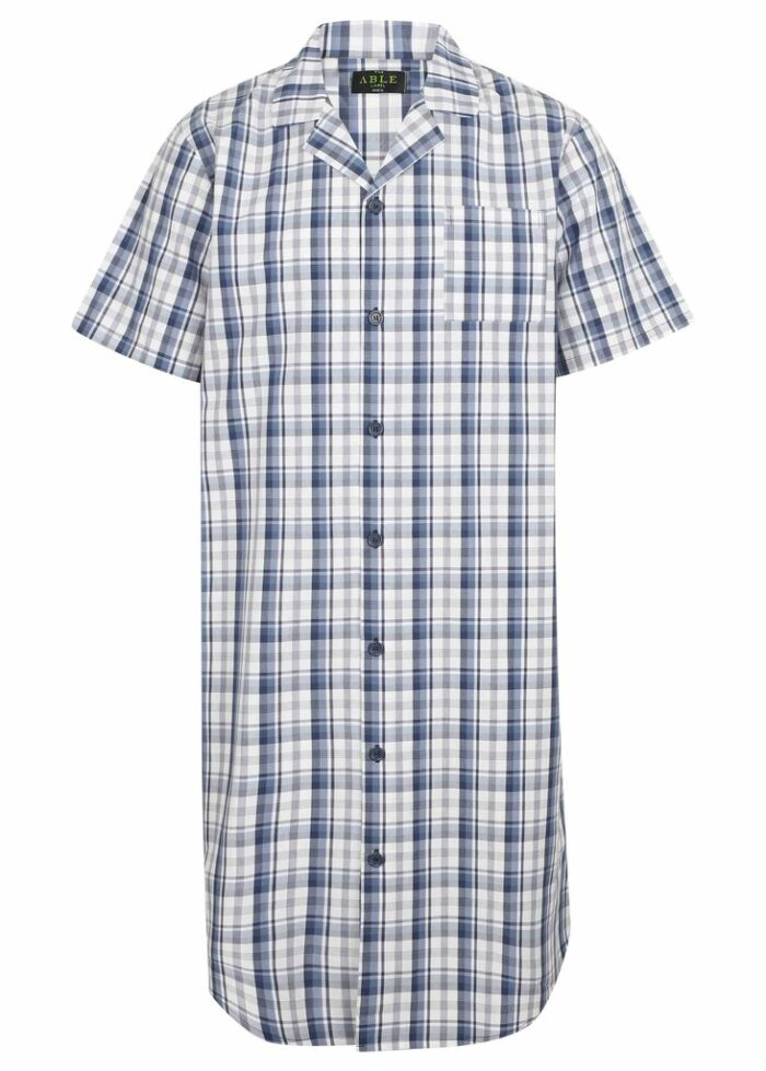 Andrew Pure Cotton Short Sleeve Velcro Nightshirt