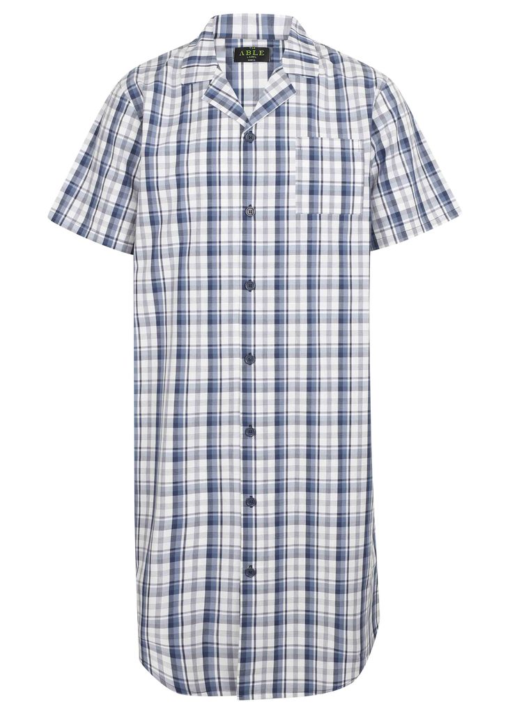 Andrew Pure Cotton Short Sleeve Velcro Nightshirt