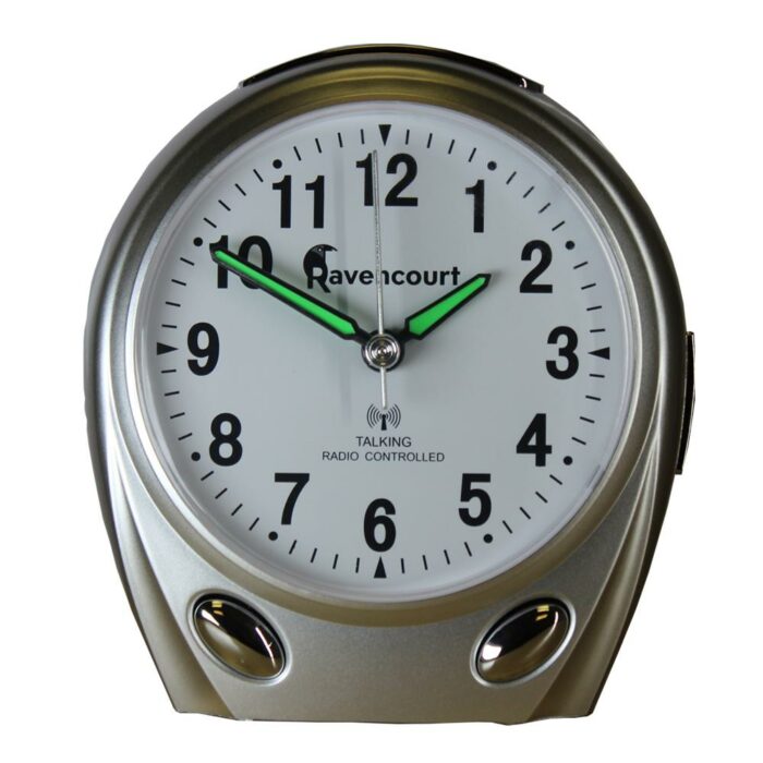 Talking Radio Controlled Alarm Clock Silver
