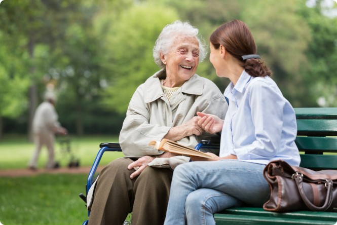 live in care staff with woman